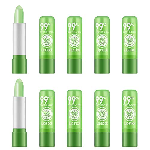 Ownest 10 paquetes de lápiz labial Aloe Vera, de larga duración Calmante Crema de cacao nutritiva, hidratante Labios Color Magic Cambio de temperatura cuidado de los labios del lápiz labial