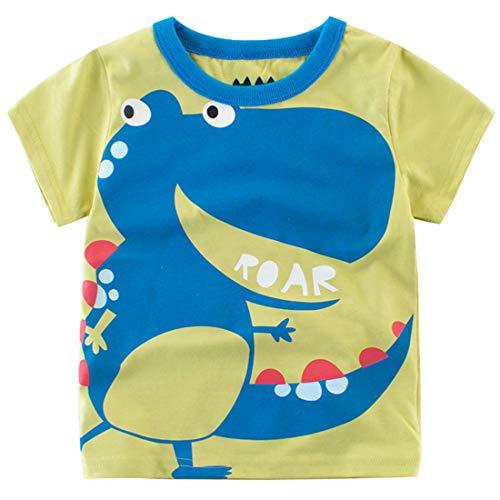 Oyoden Camisetas Manga Corta Niño Dibujos Animados Tops Bebé Verano Algodón Blusa 1-7 Años(3-4 años, Verde A)