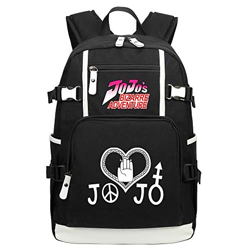 PAPLIU Mochila escolar JoJo's Bizarre Adventure Negro Unisex Anime Mochila Impresión Cosplay Daypack Bag