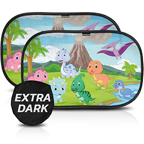 Parasol Coche con protección UV certificada Extra Oscura - Autoadhesivo, para Proteger del Sol a bebés y Mascotas, 2 parasoles para bebé con diseño de diono M/L de 51x31 cm