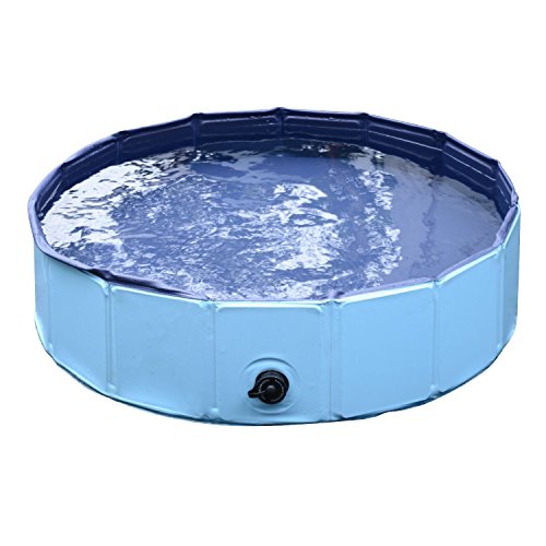 PawHut Piscina para Perros Mascotas Natación Bañera Plegable Gato Cachorro Diametro 120cm Altura 30cm