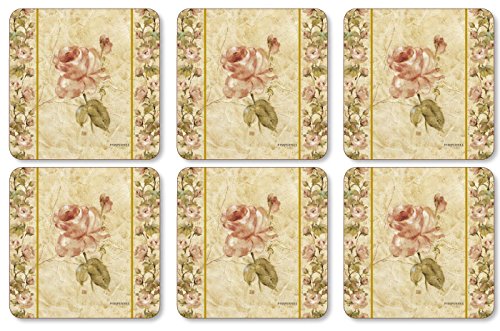 Pimpernel Antique Rose Linen Coasters - Set of 6