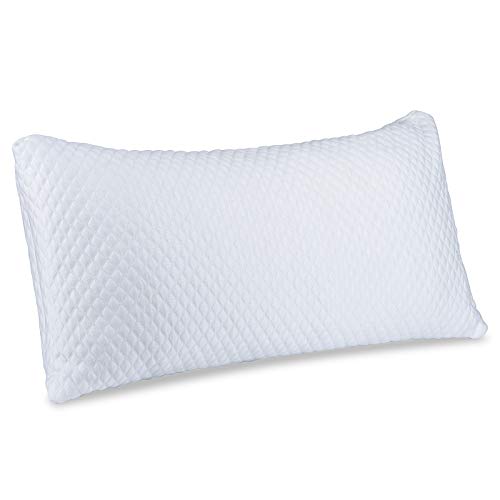 POPRUN - Almohada de espuma viscoelástica triturada con funda de bambú, soporte de cuello firme medio, ajustable para dormir en la parte posterior del estómago, 80 x 40 cm