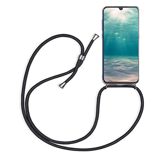 Ptny Case Funda Colgante movil con Cuerda para Colgar Xiaomi Redmi 5 Plus Carcasa Correa Transparente de TPU con Cordon para Llevar en el Cuello con Ajustable Collar Cadena Cordón en Negro