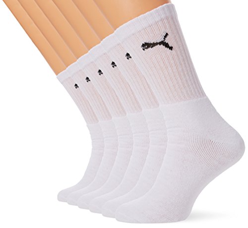 Puma Sport Cush Crew 6P, Calcetines Unisex, Paquete de 6, Blanco (White), EU 43-46