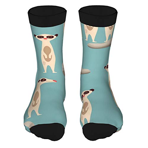 QUEMIN Meerkat Stands Guard Alarm Attention Fashion Long Socks Soft Warmer Stockings 1 Pair For Women &Men Sport Socks 15.7 Inch