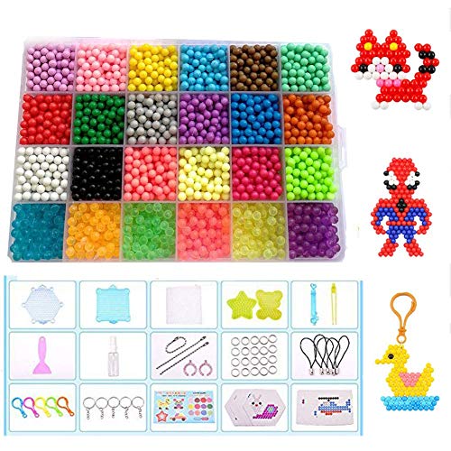 Queta Abalorios Cuentas de Agua 3200 Perlas 24 Colors Fusible Beads Kit con Accesorios DIY de Agua Craft Sticky Kit Set para Niños Niños Crafting Juguetes Educativos