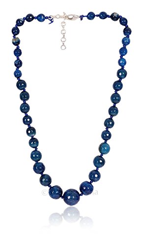 Ratnagarbha Blue-Sapphire Color Faceted Round Beaded Ball Necklace/Mala, Long Necklaces, Daily,Party,Office,Casual,Wedding Wear Jewelry for Women/Girls, Fashion Jewelry, Gift Ideas, Wholesale Price.