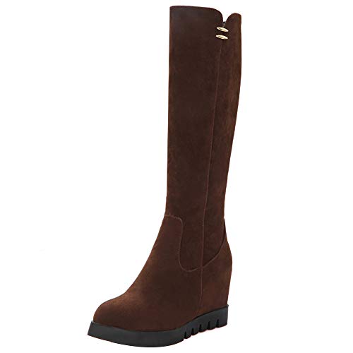 RAZAMAZA Mujer Elegante Tacón De Cuñas Botas sobre la Rodilla Plataforma Botas Largas Cuña Interiors Invierno Zapatos Cremallera Shenzongse Size 39 Asian