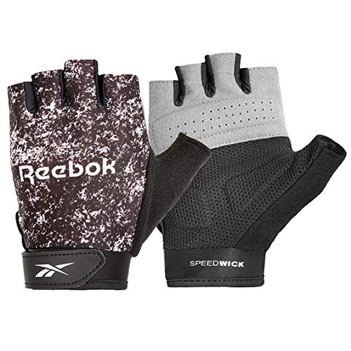 Reebok Guantes de Fitness, para Mujer, Negro y Blanco, M-19-20 cm (Alrededor de la Palma)