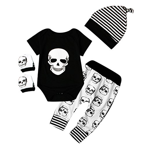 Rehomy Baby Boys Pelele+Pantalones Punk Skull Niño Recién Nacido Ropa Bebé Conjunto