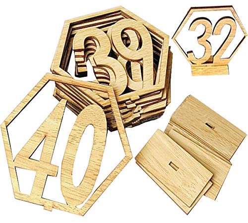 Rodajas de Madera,Liuer 20PCS Soportes de Tarjetas Decoración Número de Titulares de la Mesa Portadores de Tarjetas de Fotos Memo Para Boda de Tema Navidad Cumpleaños Jardín Fiesta de Barbacoa (21-40)