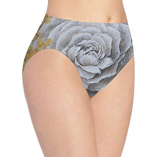 Ropa Interior Suave Transpirable 2Pcs,Arte la Flor Blanca,Bragas Dama Sexy Coqueta,Calzoncillos Seguridad elásticos Secado rápido,Calzoncillos L