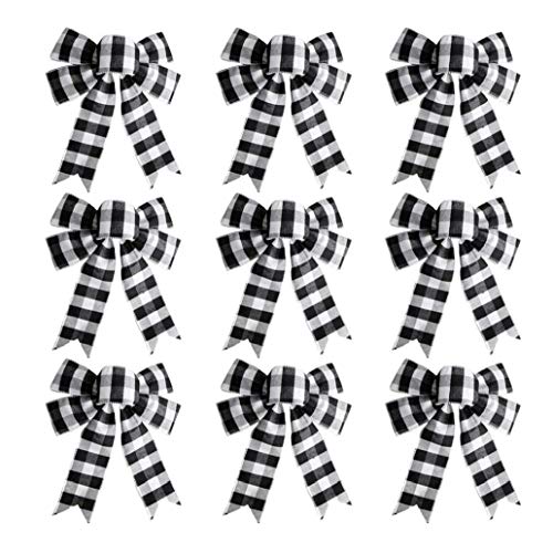 Rrunzfon Buffalo Plaid la Navidad arquea Las Vacaciones de Navidad Coronas de árbol de Navidad Arcos Arcos Topper para la Navidad la decoración del Partido 15PCS