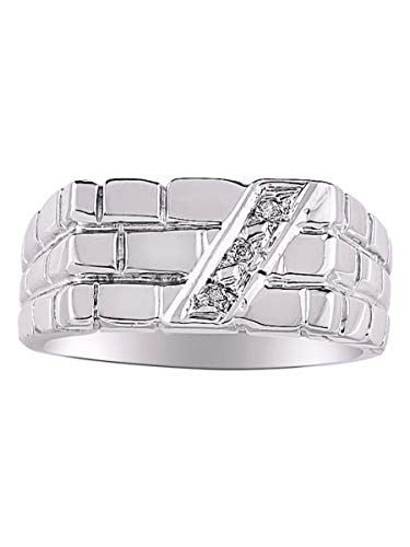 RYLOS Mens Ring with Genuine Sparkling White Diamonds Set in 14K White Gold - Designer Style
