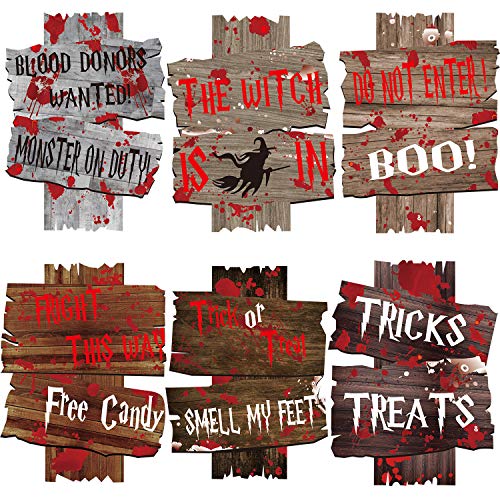 Sayala Decoraciones para Exteriores de Halloween,6 Piezas Ser Ware Carteles de Corrugado Fantasma con estaca, decoración Divertida de plástico para Fiesta de Truco o Trato