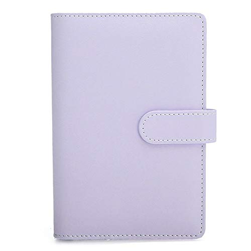 Senrise - Funda para cuaderno A5, de piel suave, con anillas, funda protectora con bolsillos, para regalo, personalizable, diario, cuaderno de viajero, hecho a mano, morado