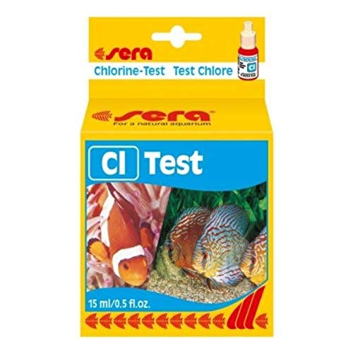 SERA 04810 cl-test 15 ml - Cloro Test para aprox. 45 MEDICIONES, mide Confiable y genau den CLORO, para Dulce & Agua de Mar, en Acuario o estanque