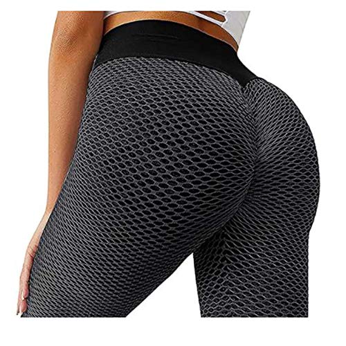 Sexy Shark Scales Leggings de cintura alta, Leggings elásticos Fitness Running Sports Pantalones de yoga de cintura alta, Famosos Leggings de levantamiento de glúteos con burbuja de TIK Tok. black L