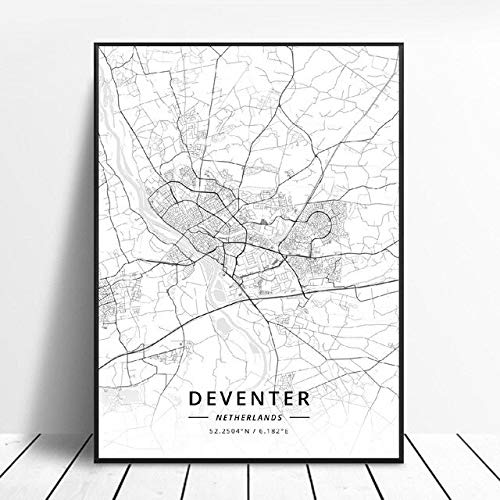 shuimanjinshan Zoetermeer Tollebeek Venlo Enschede Nijmegen Tilburg Deventer Países Bajos Mapa Póster 50X70Cm No Frame W-13