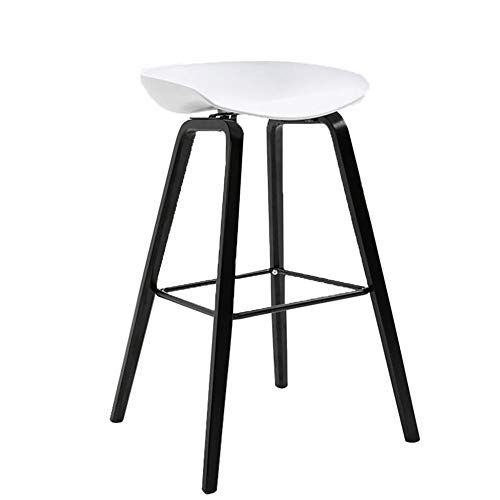 Silla De Comedor Sillas Asiento Taburete Alto Contador De Bar Hogar No Ocupa Espacio Plástico De Madera Maciza Simple (Precio Unitario, 2 De La Venta) FENPING (Color : Negro, Tamaño : B)