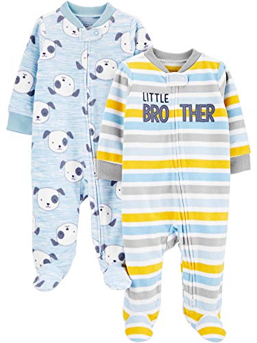 Simple Joys by Carter's 2-Pack Fleece Footed Sleep and Play Infant Toddler-Sleepers, Hermano pequeño/Perro, 3-6 Meses, Pack de 2