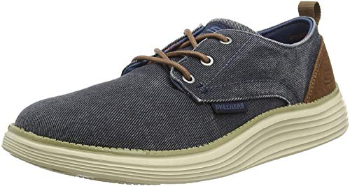 Skechers Status 2.0-Pexton, Zapatillas Hombre, Azul (NVY Black Canvas), 45 EU