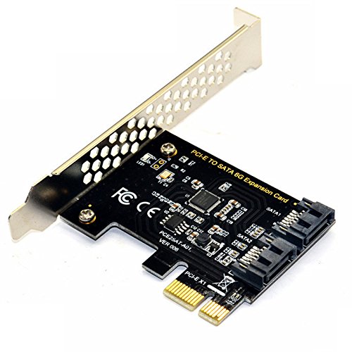 SODIAL PCI Expresar SATA 3 Tarjeta de controladora,2 Puerto PCIe SATA III 6GB/s Convertidor de Adaptador Interno para PC de Escritorio Compatible con SSD y HDD con Soporte de Perfil bajo