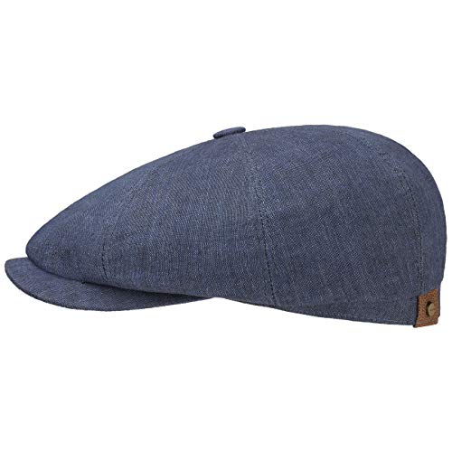 Stetson Hatteras Flatcap de Lino para Mujer/Hombre - con Forro de algodón - Gorra Plana con protección Solar UV 40+- Boina Plana para Primavera/Verano Azul Oscuro 61 cm