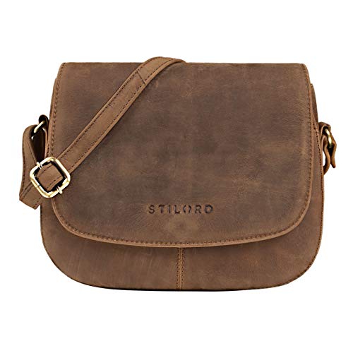 STILORD 'Savannah' Bolso Bandolera Mujer Pequeño para Damas Bolse Cuero de Hombro para Salir Fiesta Diario Viaje Estilo Vintage de Piel Auténtica, Color:marrón - Medio