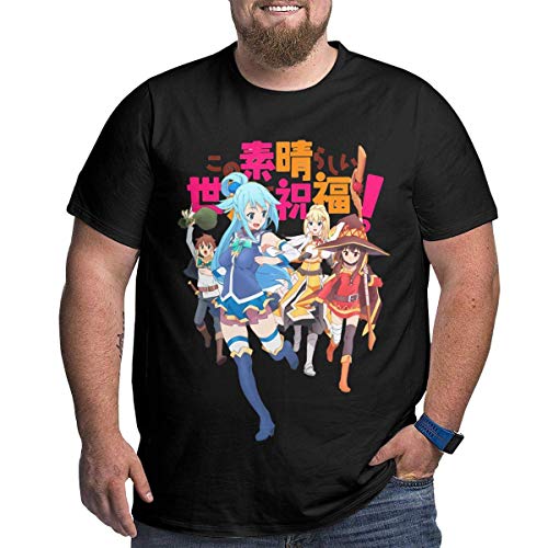 Sunlun Mens Big Size Cool Konosuba Tshirts Black,3X-Large