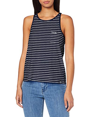 Superdry OL Essential Tank Camiseta sin Mangas, Azul (Navy Stripe Jkc), M para Mujer