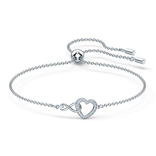 Swarovski Women's Infinity Heart Bracelet, Brilliant White Crystals in a Heart Shape with an Infinity Sign and a Rhodium Plated Chain