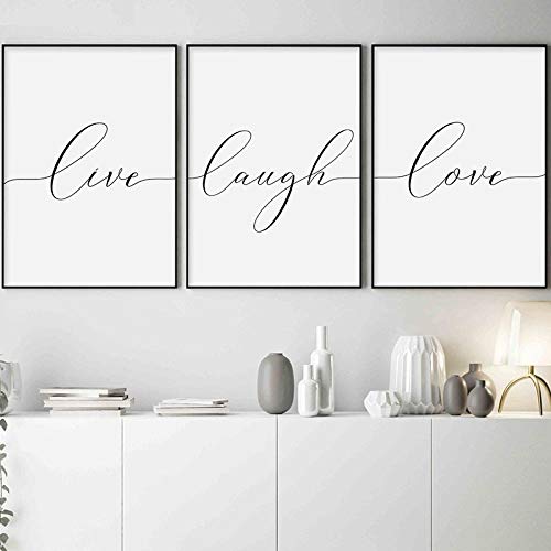 Tanyang Live Laugh Love Canvas Poster Print Pintura Minimalista Arte de la Pared Cuadros de la Pared para la Sala de Estar Decoración nórdica Hogar Sin Marco