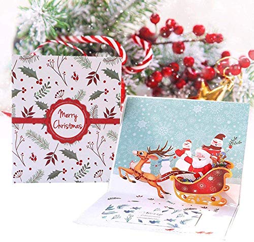 Tarjetas de Navidad,3D Pop Up Tarjetas de Felicitación de Navidad con Sobres Tarjetas de Felicitación Tarjetas para Navidad Feliz Navidad Año Nuevo 15.5 cm * 13 cm