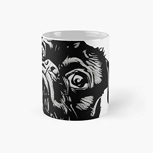 Taza clásica con retrato de perro negro Pug | Mejor regalo divertido tazas de café 12 oz