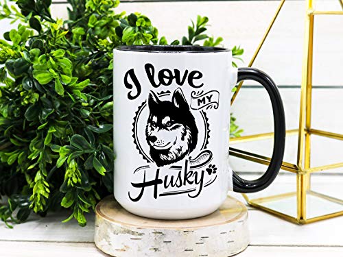 Taza de café con texto en inglés "I Love My Husky Husky, siberian Husky Mom, Dog Mom, Dog Dad, Siberian Husky Gifts, I Love My Husky Gift Taza de cerámica de 325 ml