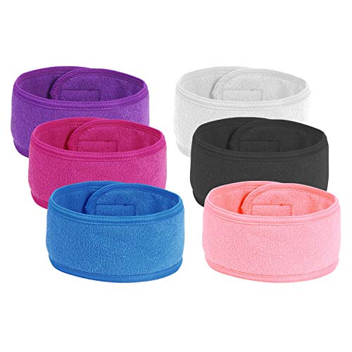 TAZEMAT Diadema Facial para Maquillaje 6 pcs Banda para Spa con Cinta Mágica Ajustable para Lavarse la Cara Envoltura para la Cabeza Accesorio para Mujeres Baño Ducha Yoga Mascarilla 6 Colores