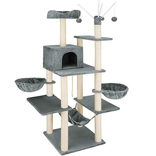 TecTake 800657 - Rascador para Gatos Lilou, Árbol para Gatos, Hamaca, Plataformas, Bolas de Juego - Varios Modelos (Type 4 | No. 403216)