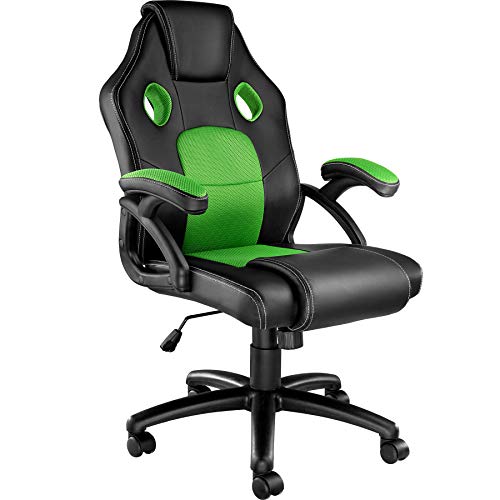 tectake 800770 Silla Gaming, Ergonómica, Ordenador PC Ejecutiva, Asiento Deportivo PVC, Altura Ajustable, 5 Ruedas Dobles