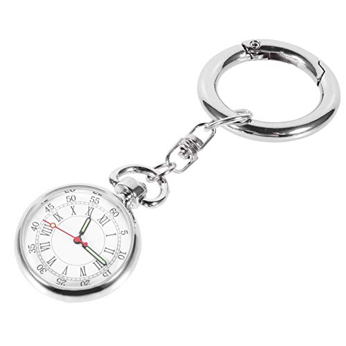 Tomaibaby Enfermera Reloj de Bolsillo Acero Inoxidable Enfermera Solapa Pin Reloj Médicos Relojes de Bolsillo Enfermera Reloj Llavero Fob Reloj con Llavero para Regalo de Enfermera (Plata)