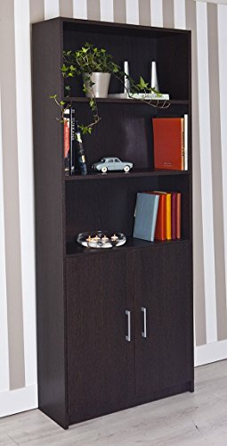 Topkit | Estantería Clásica Berlín 8004 | Medidas 203 x 82 x 31 cm | Estanteria con Puertas | Estantería Libros | Estantería Decorativa | Wengue