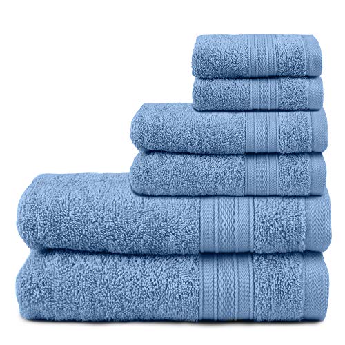 TRIDENT Juego de Toallas de baño, 100% algodón Juego de 6 Piezas Toallas de baño, súper Suaves, Muy absorbentes, 500 gsm, Lavables a máquina - Colección Suave y Felpa - Seducir