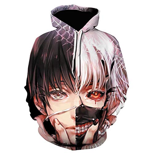 TSIgorjds Sudadera con Capucha para Hombre Y Mujer Ropa Deportiva para Hombre Impresión 3D Anime Tokyo Ghoul Estilo Hip Hop Harajuku Ropa Deportiva Pullover-Cbw-545_XXS