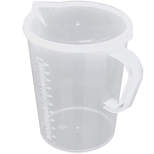 TSKDKIT Jarra medidora de plástico de 2 L, resistente a la temperatura, 2000 ml, apta para alimentos