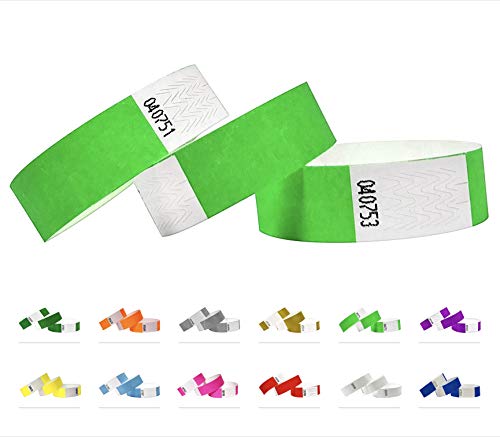 Tyvek - Pulsera identificativa de 19 mm, 1000 unidades, color verde, 1000 unidades