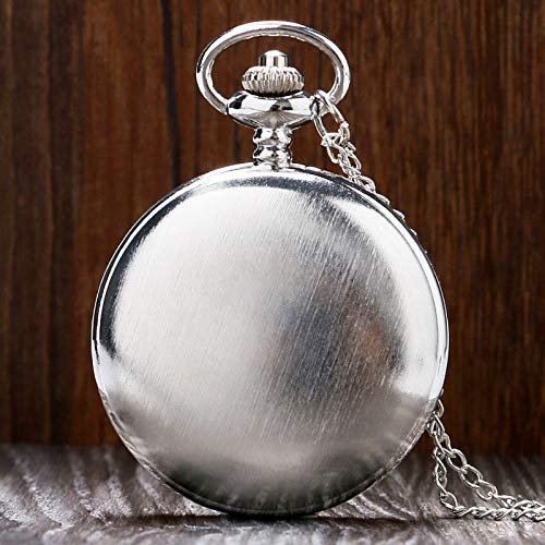 UIEMMY Pocket Watch Minimalist Simple Polish Smooth Quartz Pocket Watch Luxury Silver Sweater Chain Necklace Pendant Gift