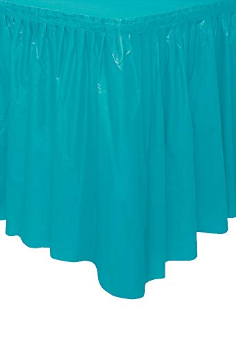 Unique Party- Falda de mesa de plástico, Color azul cerceta, 420 cm (50124)