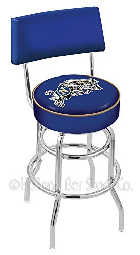 US Naval Academy 25 Inch Chrome Double Ring Swivel Bar Stool with Back by Holland Bar Stool