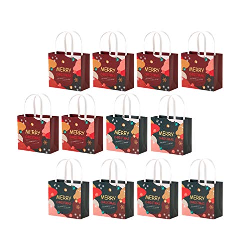 VALICLUD Bolsas de Asas de Feliz Navidad con Asas Bolsas de Papel Reutilizables para Compras de Comestibles de Vacaciones Fiesta de Navidad Bolsa de Víspera para Dulces Contenedor de